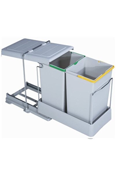 Pelikan Trash Can Rail Automatic 40cm Plastic 14+14Lt Light Gray