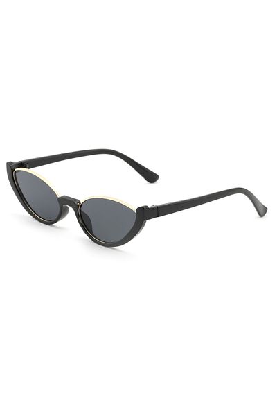 Angel Eyes Cat Eye Design Black Frame Black Glass Women's Sunglasses