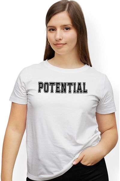 StoryGift Romania Tricou Femei Potential, Mesaj Motivational, Text Inspirational, Self Care, Cu I Wht_m