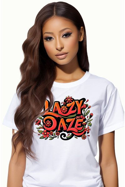 StoryGift Romania Tricou Femei Cu Mesajul "lazy Daze", Ilustratie, Amuzant, R...