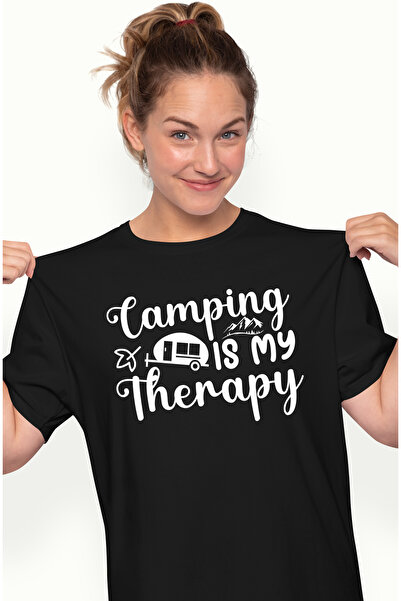 StoryGift Romania Tricou Femei Pentru Iubitorii De Camping Cu Mesajul In Engleza "camping Is My Th Blk_m