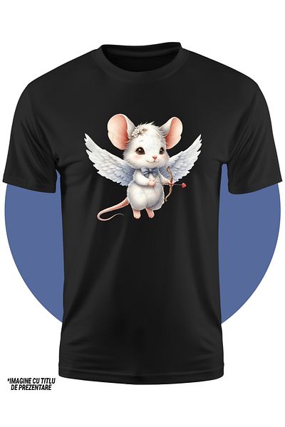 StoryGift Romania Children's T-shirt with a little mouse Cupid shooting a bow, illustration, falling in love, wings, z,STG4