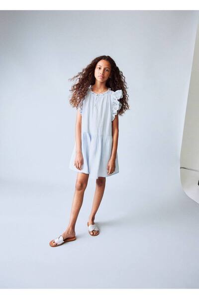 MANGO Kids Fırfırlı ve işlemeli elbise