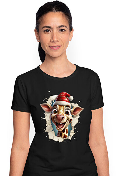 StoryGift Romania Tricou Femei Cu O Girafa Vesela Care Scoate Capul Printr-un...