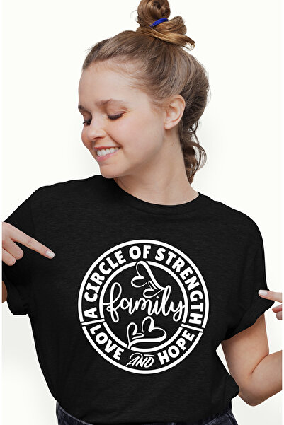 StoryGift Romania Tricou Femei Cu Inimioare Si Mesaj Din Care Reiese Ca Familia Este Un Cerc Al Pu Blk_m