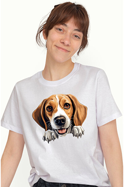 StoryGift Romania Tricou Femei Cu Un Catel Vesel, Ilustratie, Jucaus, Curiozi...