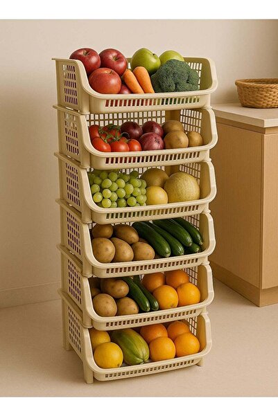 ALMUFARREJ 6-tier kitchen storage and organization basket Beige