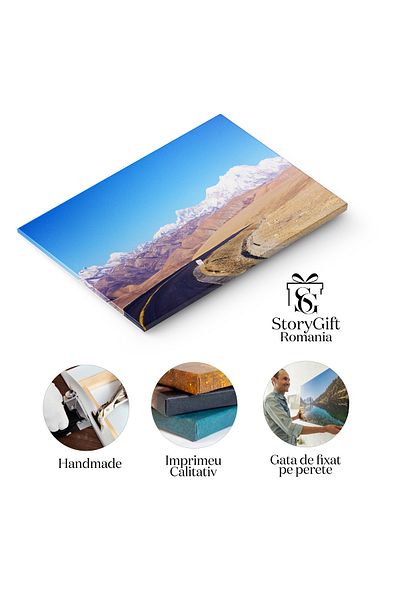 StoryGift Romania Tablou Canvas Sat Tibetan, Himalaya, Munte, Peisaj, Albastru, Galben, Inalt 4659