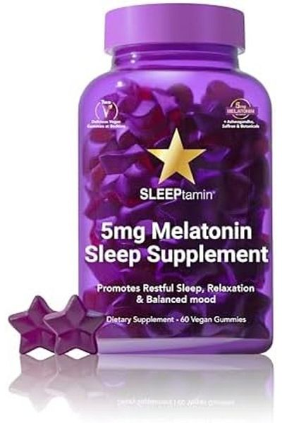HAIRtamin SLEEPtamin Melatonin Gummies 5mg | Infused with Chamomile & Ashwagandha for Relaxation | P