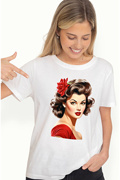 StoryGift Romania Tricou Femei Cu O Femeie Frumoasa, Ilustratie, Stil Retro, ...