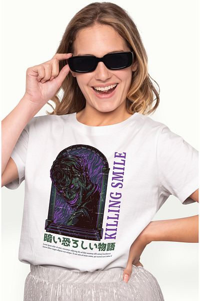 StoryGift Romania Tricou Femei Cu Monstru In Intuneric, Chip Uman Horror, Text In Engleza Killing Wht_m