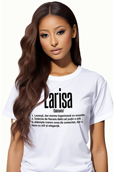 StoryGift Romania Tricou Femei Cu Numele Larisa, Si Mesaj Amuzant, Lenesa, Me...