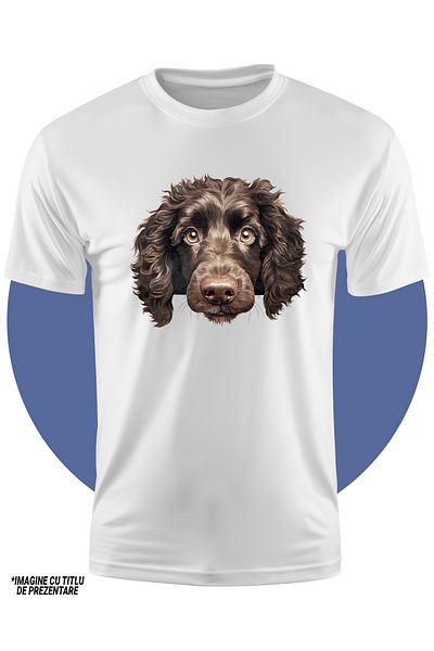 StoryGift Romania Tricou Copii Cu Un Catel Blanos, Ilustratie, Cuminte, Se Uita Surprins, Maro, Pentru Iubit