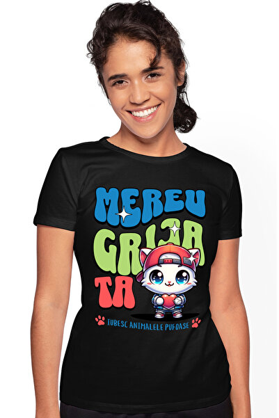 StoryGift Romania Tricou Femei Pisica Cu Inima Mereu Grija Ta Inima, Iubitori...