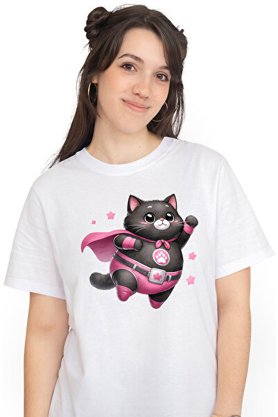 StoryGift Romania Tricou Femei Cu O Pisicuta Grasuta Eroina, Ilustratie, Neag...