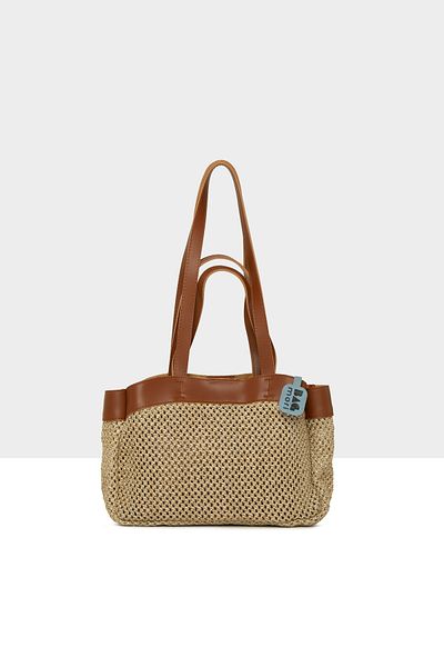 Bagmori Дамска мини чанта Taba Cub Straw Mesh M000008624