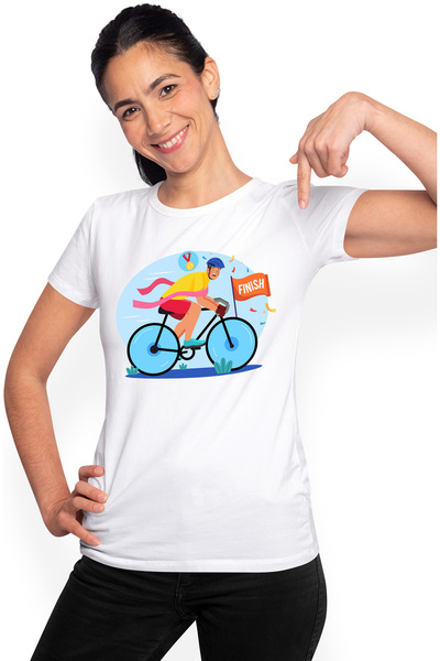 StoryGift Romania Tricou Femei Cu Biciclist, Cursa, Ciclism, Panglica, Castig...