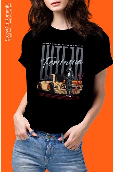 StoryGift Romania Tricou Femei Fata Stil Anime Masina Puternica Viteza Feminina Curse Ilegale Cu I Blk_m