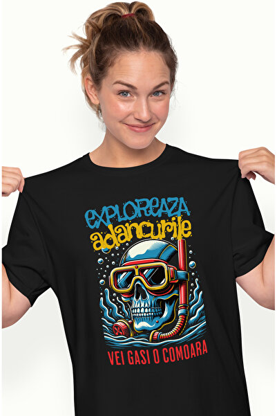 StoryGift Romania Tricou Femei Exploreza Adancurile Vei Gasi O Comoara Craniu...
