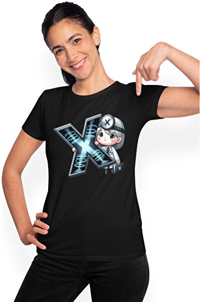 StoryGift Romania Tricou Femei Cu O Femeie Care Se Ocupa Cu Efectuarea Radiografiilor, Tine Litera Blk_m