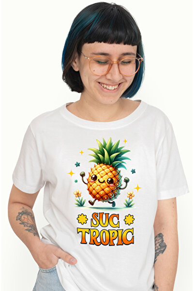 StoryGift Romania Tricou Femei Suc Tropic Anans Natural Zambaret Cu Imprimeu ...