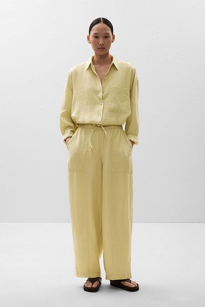 Oysho 100% linen relaxed shirt