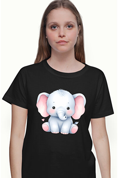StoryGift Romania Tricou Femei Cu Un Elefant Micut Si Timid, Ilustratie, Inim...