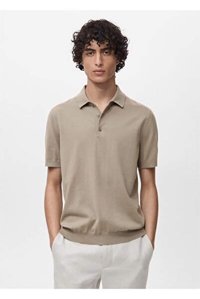 MANGO Man %100 pamuk ince triko polo gömlek
