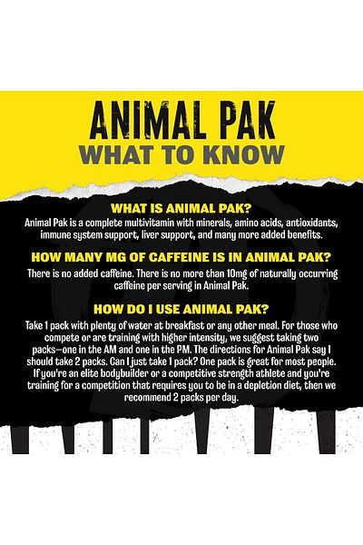 Animal Pak - Convenient Multivitamin for Men & Women Daily All-in-One Vitamin & Supplement Pack - Zi