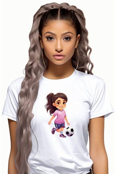 StoryGift Romania Tricou Femei Cu O Fata Care Se Joaca Fotbal, Minge, Sport, ...