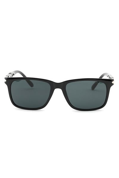 Angel Eyes Rectangular Design Black Frame Black Glass Polarized Men's Glasses