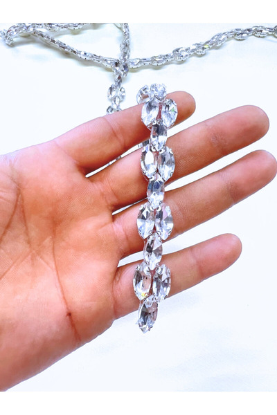 WeddingShopStone Işıltılı Zarafet: Kristal Taşlı Ütüyle Yapışan Aplik Şerit -...