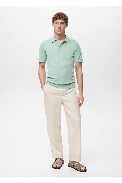 MANGO Man İnce triko pamuklu polo tişört