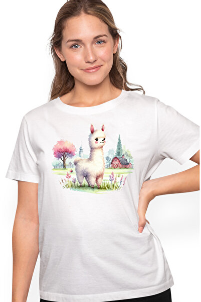 StoryGift Romania Tricou Femei Cu O Llama. Ilustratie, Veselie, Imbujorata, F...