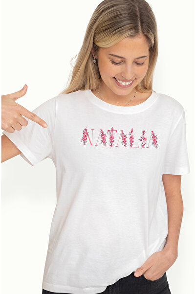 StoryGift Romania Tricou Femei Cu Numele Natalia, Floral, Colorat, Creativ, F...