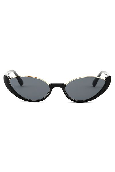 Angel Eyes Cat Eye Design Black Frame Black Glass Women's Sunglasses