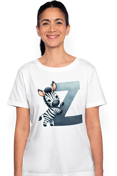 StoryGift Romania Tricou Femei Cu O Zebra Cu Litera "z", Ilustratie, Pentru Copii, Scoala, Elev, S Wht_l