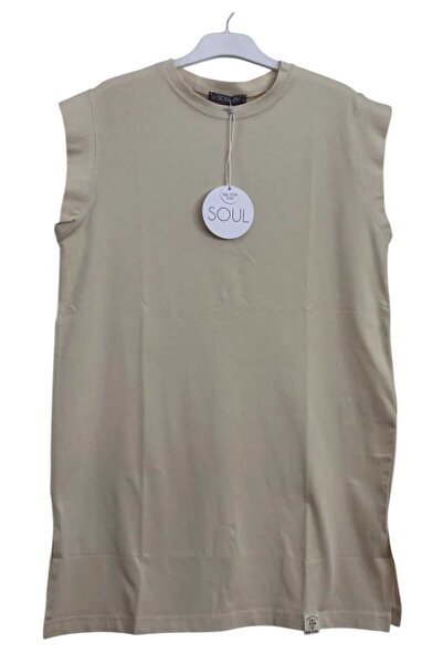 Soul Women's Dark Beige Crew Neck Organic Cotton Zero Sleeve Undershirt 30725