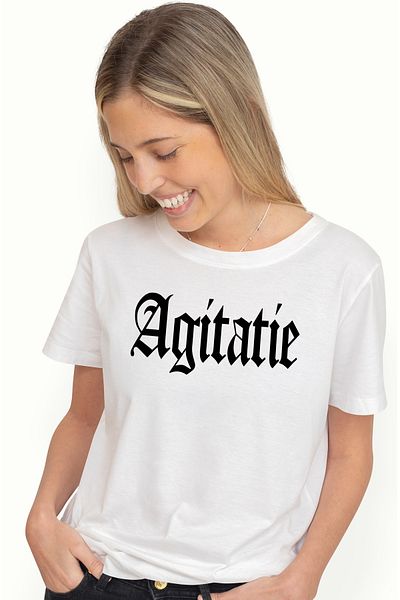 StoryGift Romania Tricou Femei Agitatie, Mesaj Motivational, Cuvant, Text Inspirational, Self Care Wht_l