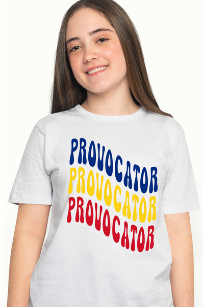 StoryGift Romania Tricou Femei Cuvantul Provocator, In Culorile Steagului Romaniei, Rosu, Galben, Wht_l