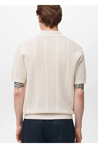 MANGO Man Openwork Knitted Cotton Polo Shirt