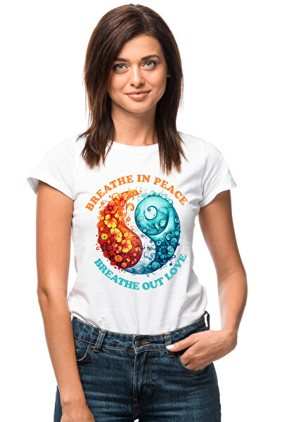 StoryGift Romania Tricou Femei Cu Mesajul "breathe In Peace, Breathe Out Love...