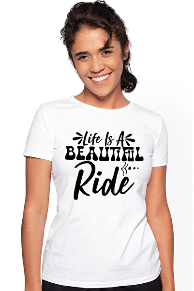 StoryGift Romania Tricou Femei Cu Textul "viata E O Plimbare Frumoasa Cu Bici...