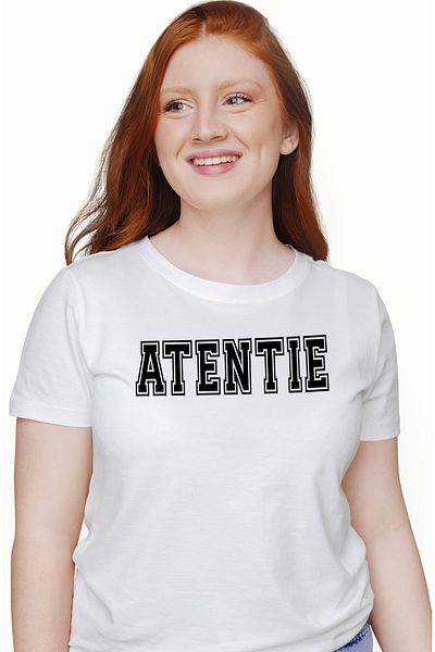 StoryGift Romania Tricou Femei Atentie, Mesaj Motivational, Text Inspirational, Self Care, Cu Imp Wht_m