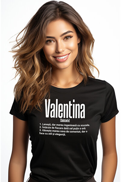 StoryGift Romania Tricou Femei Cu Numele Valentina, Si Mesaj Amuzant, Lenesa,...