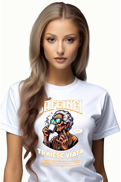 StoryGift Romania Tricou Femei Regina Cafeinei. Traiesc Viata, Bunica Cu Impr...