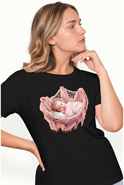 StoryGift Romania Tricou Femei Cu Un Bebelus Care Doarme, Ilustratie, "patut"...