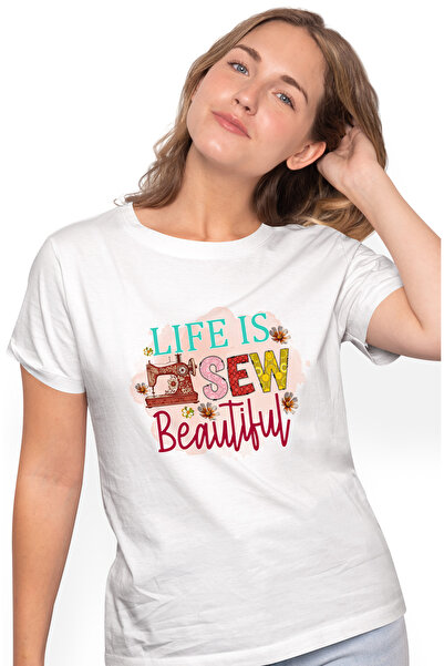 StoryGift Romania Tricou Femei Cu Mesajul "life Is Sew Beautiful", Profesie, ...