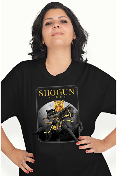 StoryGift Romania Tricou Femei Cu Mesaj In Engleza Shogun Rider, Calaret, Tigru, Sabie, Armura, Mu BLK_L