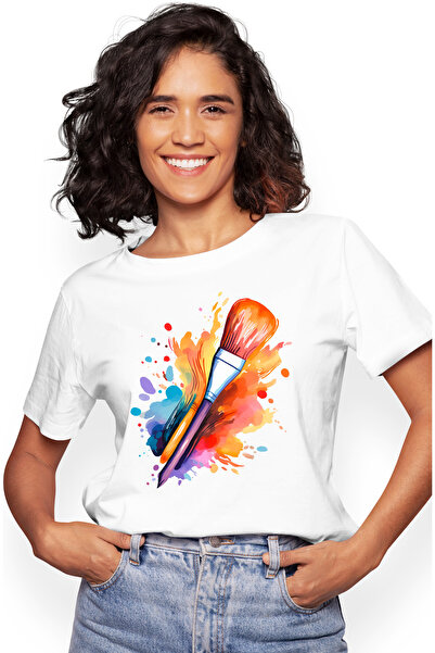 StoryGift Romania Tricou Femei Cu O Pensula, Ilustratie, Pete De Culoare, Art...